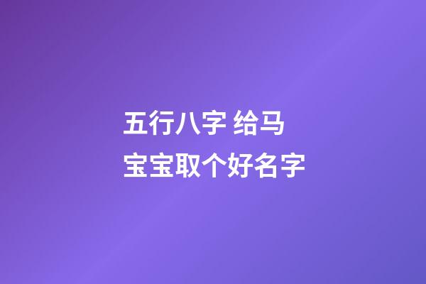 五行八字 给马宝宝取个好名字